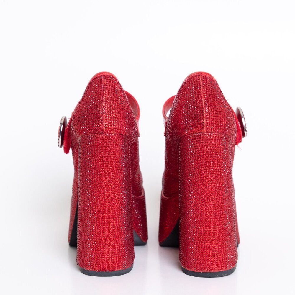 Dolls Kill Red Glitter Platform Mary Jane Heels - Picture 7 of 16